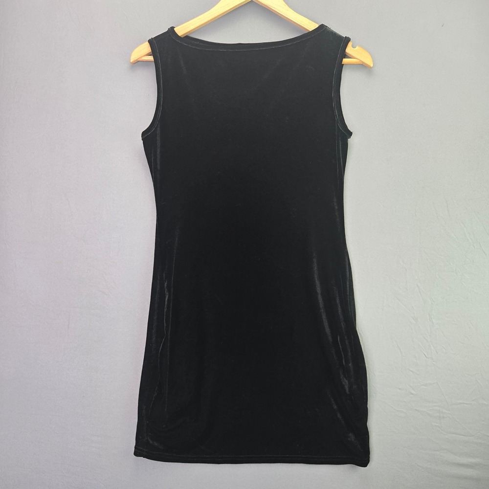 Missguided Velvet Mini Dress Sleeveless Bodycon M Black Boat Neck Party LBD